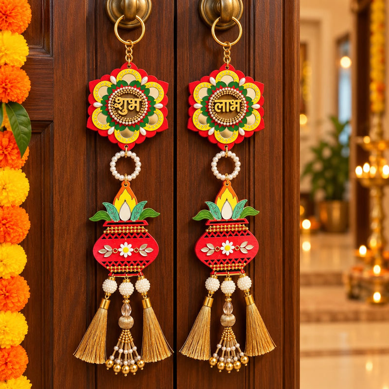 🪔 Handmade Shubh Labh & Kalash Door Hanging Set | Diwali Décor