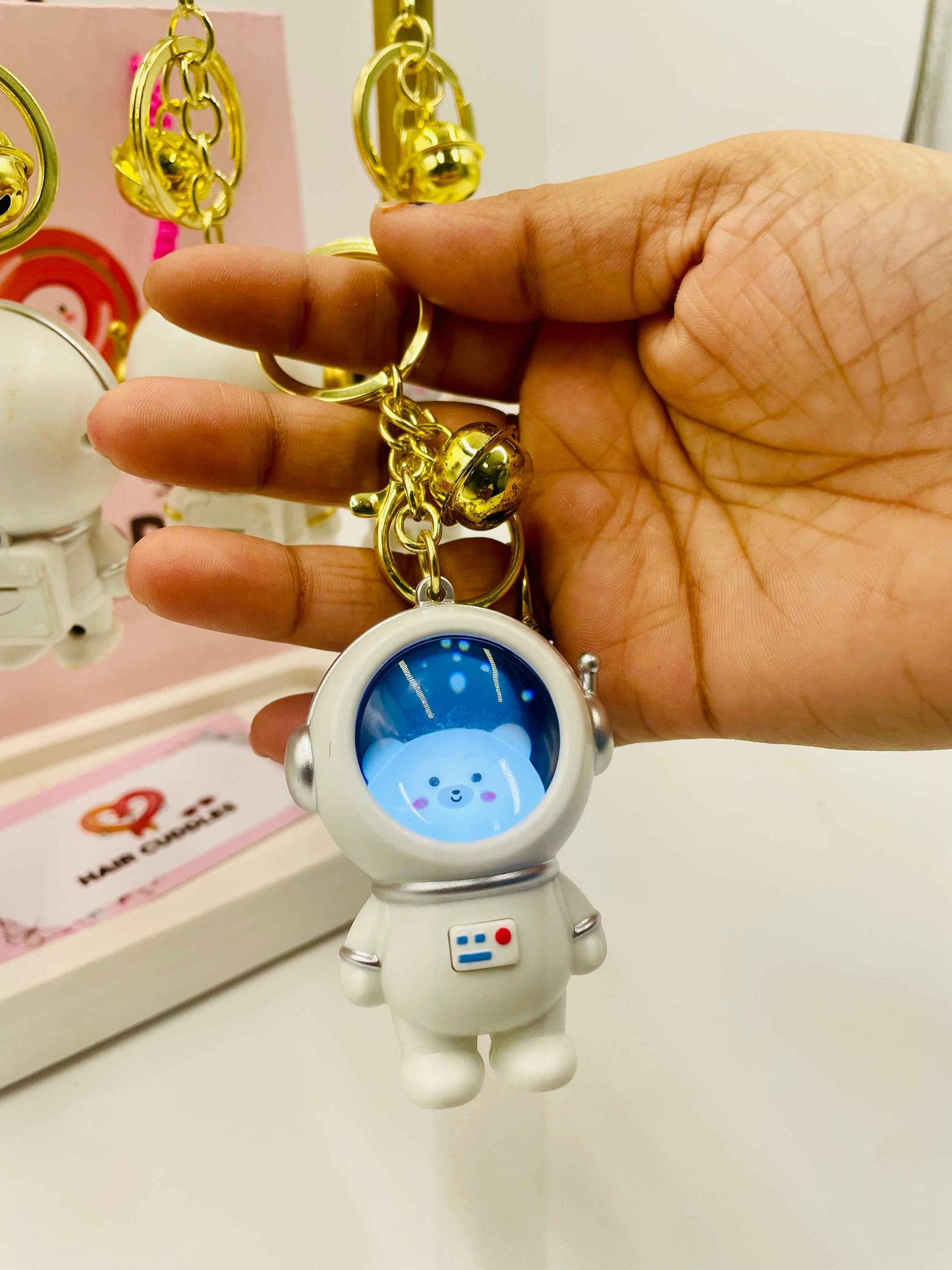 LED Astronaut Keychain for Boys & Girls | Light Up Space Key Ring with Bear- Pack of 1