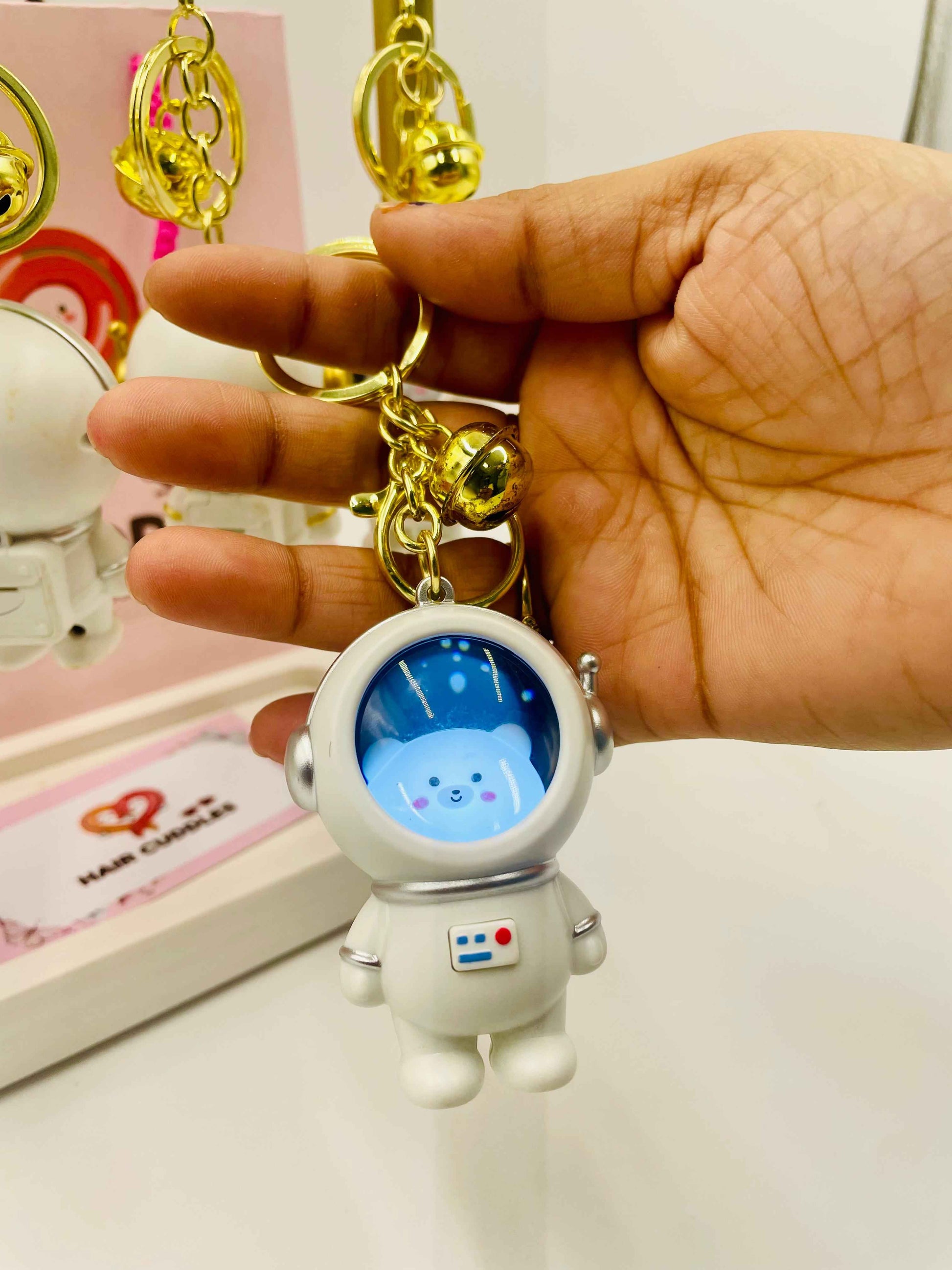 LED Astronaut Keychain for Boys & Girls | Light Up Space Key Ring with Bear- Pack of 1