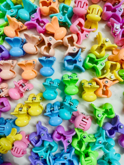 Hair Cuddles Pack of 60 Mini Hair Claw Clips for Women & Girls | Cute Multicolor Small Clutcher Set for Daily Hair Styling | Strong Grip Tiny Hair Clips