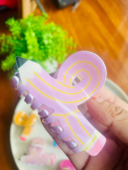 Hair Cuddles Cute Pencil Shape Hair Claw Clip for Women & Girls | Funky School Stationery Style Clutcher | Strong Grip Daily Wear Hair Clamp