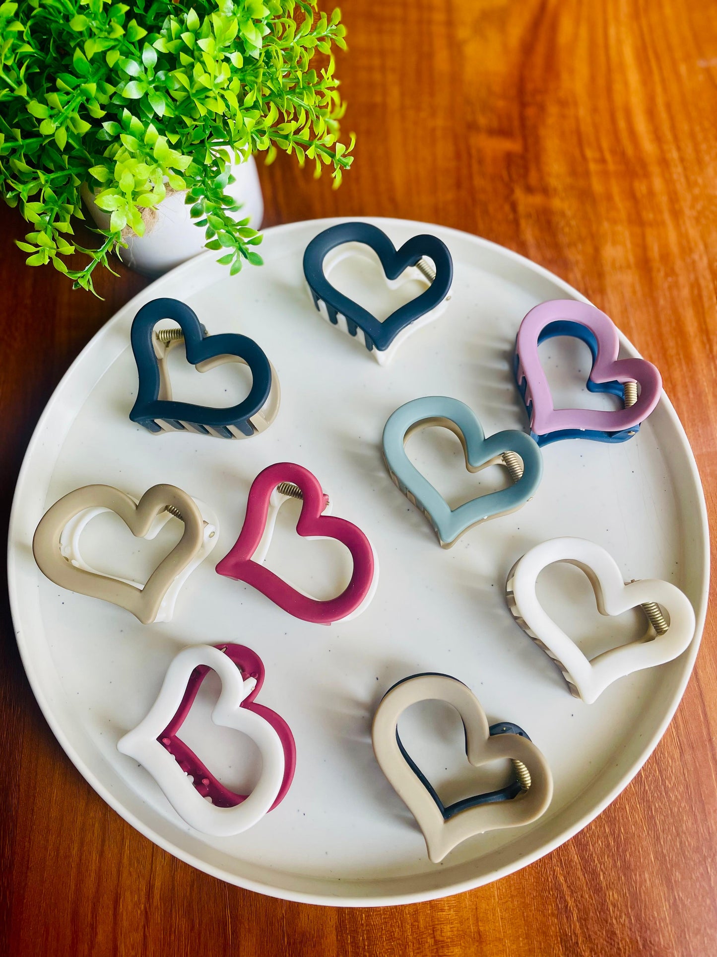 Hair Cuddles Heart Shape Dual Tone Hair Claw Clip for Women & Girls | Strong Grip Matte Finish Clutcher | Premium Trendy Hair Accessories