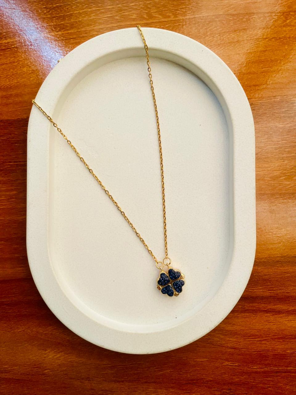 Hair Cuddles 2 in 1 Reversible Heart to Flower Pendant Chain for Women & Girls | Red + Blue Dual Side Pendant Chain | Trendy Fashion Jewellery