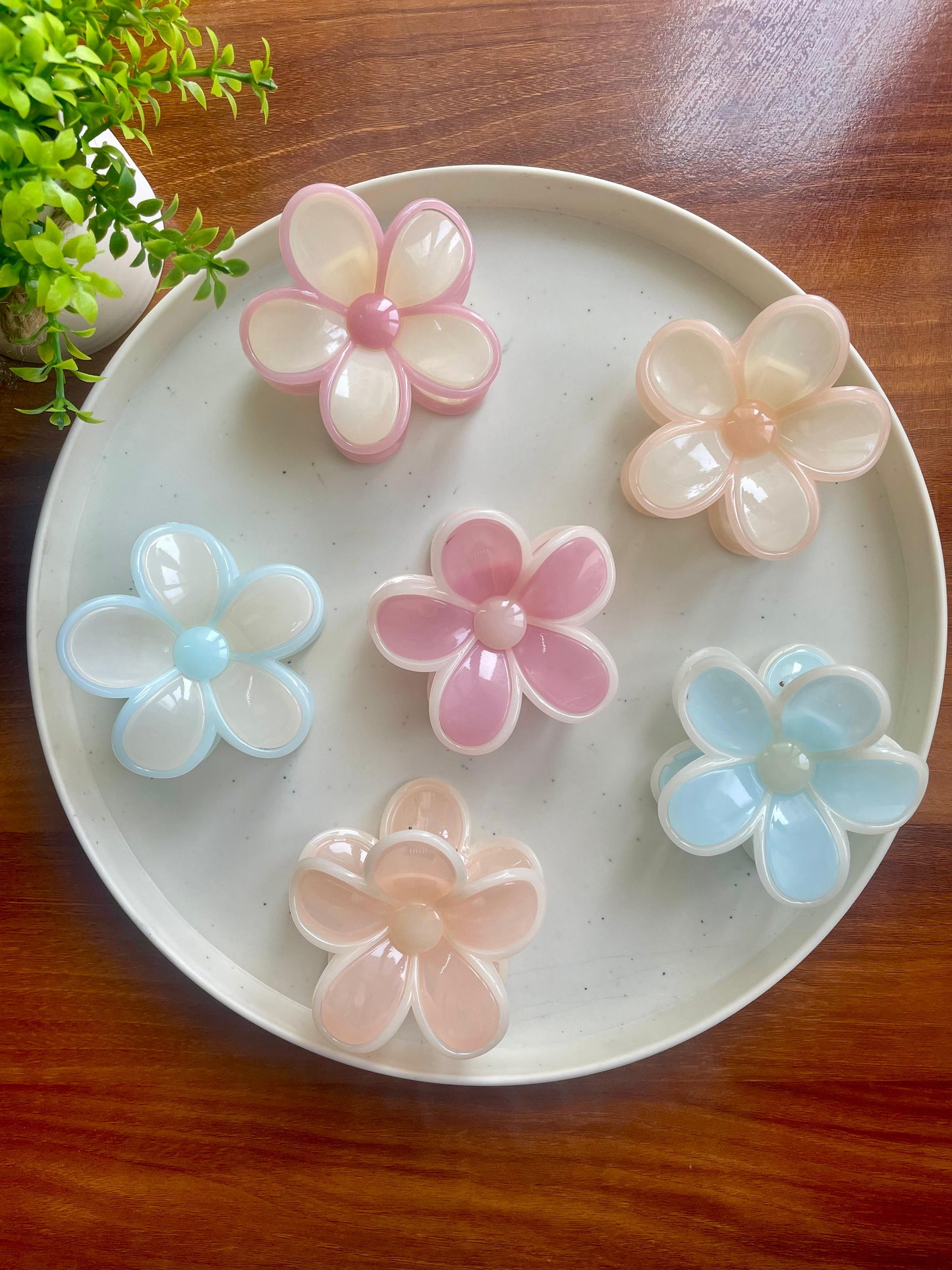 Hair Cuddles Big Flower Hair Claw Clips for Women & Girls | Korean Pastel Daisy Style Clutcher | Daily Wear Strong Grip 1 Piece