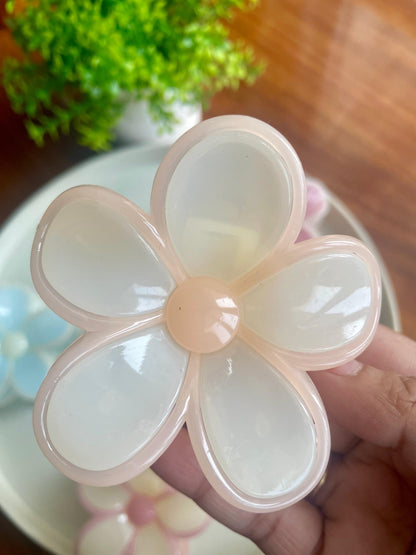 Hair Cuddles Big Flower Hair Claw Clips for Women & Girls | Korean Pastel Daisy Style Clutcher | Daily Wear Strong Grip 1 Piece