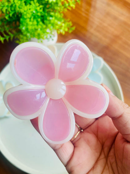 Hair Cuddles Big Flower Hair Claw Clips for Women & Girls | Korean Pastel Daisy Style Clutcher | Daily Wear Strong Grip 1 Piece