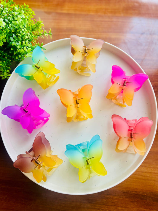 Hair Cuddles Butterfly Shape Hair Claw Clip for Women & Girls | Gradient Color Soft Matte Butterfly Clutcher | Strong Grip Daily Wear Hair Clamp