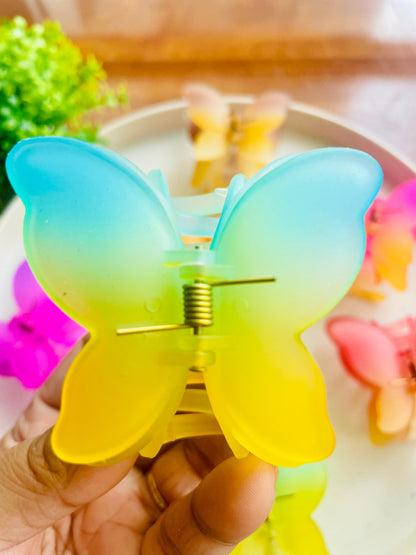 Hair Cuddles Butterfly Shape Hair Claw Clip for Women & Girls | Gradient Color Soft Matte Butterfly Clutcher | Strong Grip Daily Wear Hair Clamp