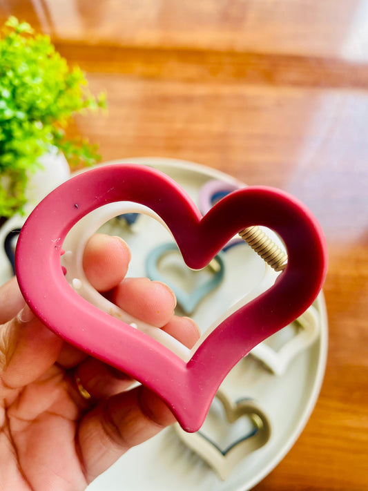 Hair Cuddles Heart Shape Dual Tone Hair Claw Clip for Women & Girls | Strong Grip Matte Finish Clutcher | Premium Trendy Hair Accessories