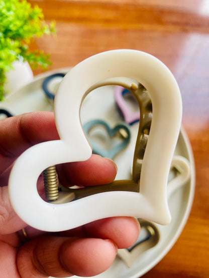 Hair Cuddles Heart Shape Dual Tone Hair Claw Clip for Women & Girls | Strong Grip Matte Finish Clutcher | Premium Trendy Hair Accessories