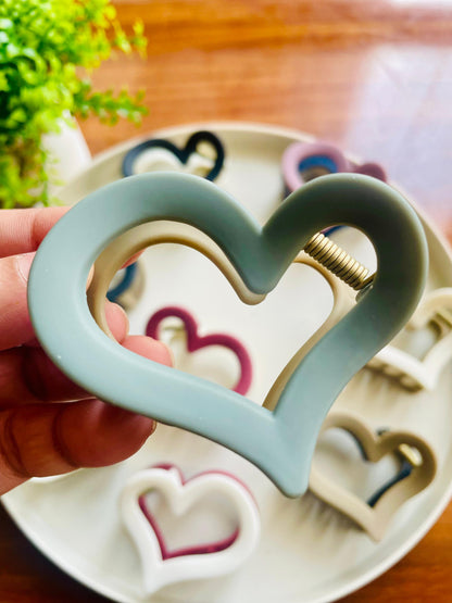 Hair Cuddles Heart Shape Dual Tone Hair Claw Clip for Women & Girls | Strong Grip Matte Finish Clutcher | Premium Trendy Hair Accessories