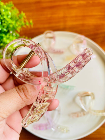 Hair Cuddles Transparent Acrylic Hair Claw Clip for Women & Girls | Big Size Strong Grip Clutcher | Trendy Hair Accessories