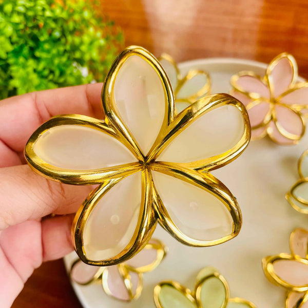Flower Hairclaw Clip with Golden Outline- Big Size