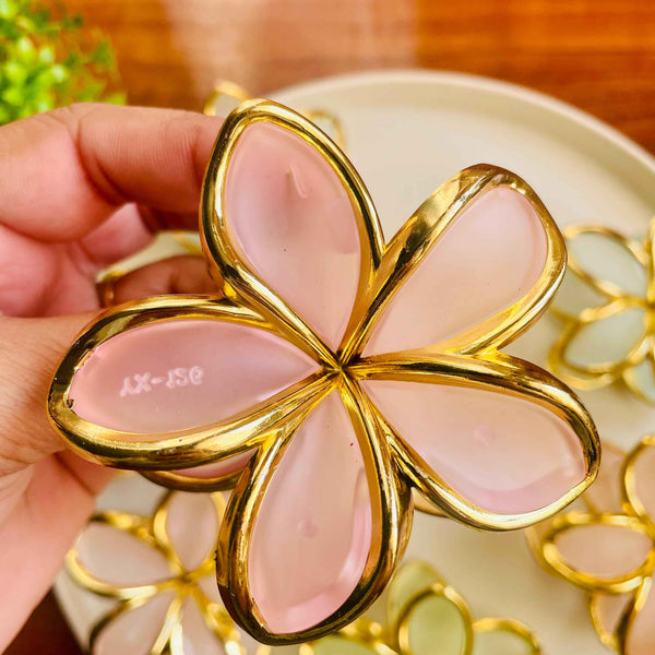 Flower Hairclaw Clip with Golden Outline- Big Size