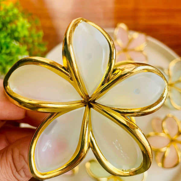 Flower Hairclaw Clip with Golden Outline- Big Size