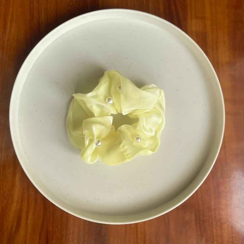 Pearl Satin Scrunchie for Women & Girls- Big Size
