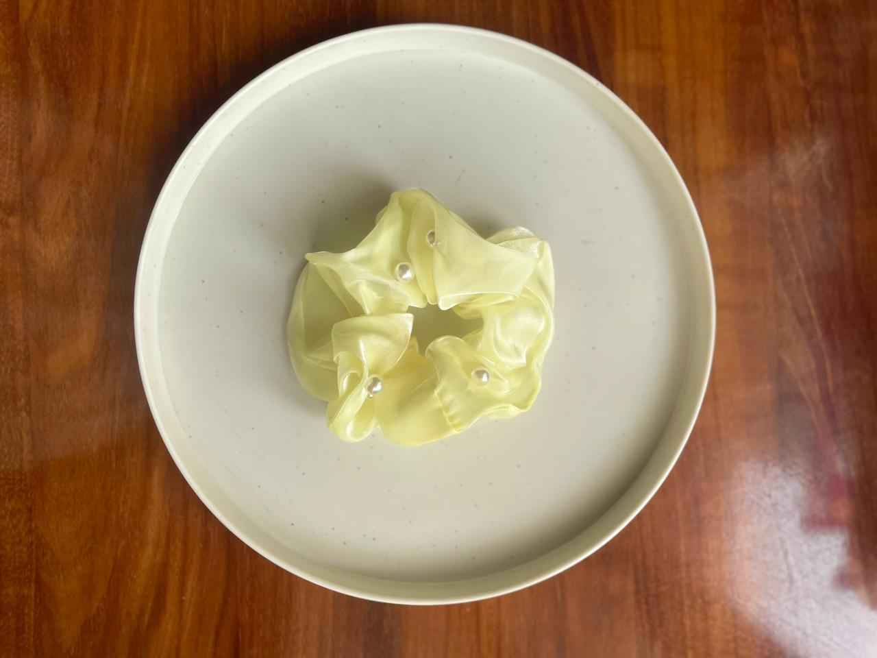 Pearl Satin Scrunchie for Women & Girls- Big Size