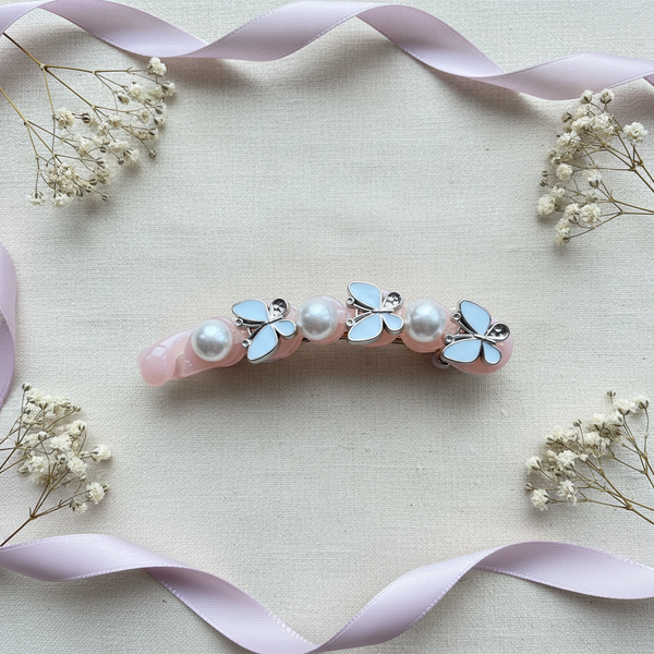 Pearl Butterfly Banana Hair Clip