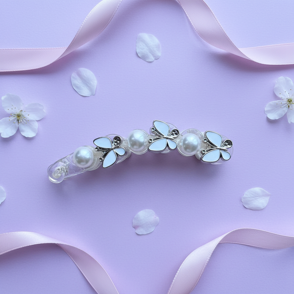 Pearl Butterfly Banana Hair Clip