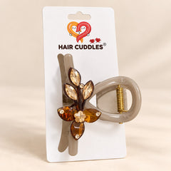 Premium Floral Rhinestone Hair Claw Clip (Medium Size)