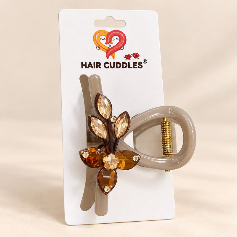 Premium Floral Rhinestone Hair Claw Clip (Medium Size)