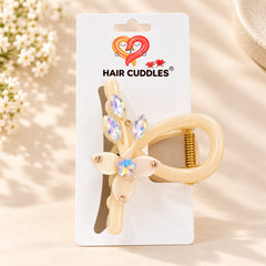 Premium Floral Rhinestone Hair Claw Clip (Medium Size)
