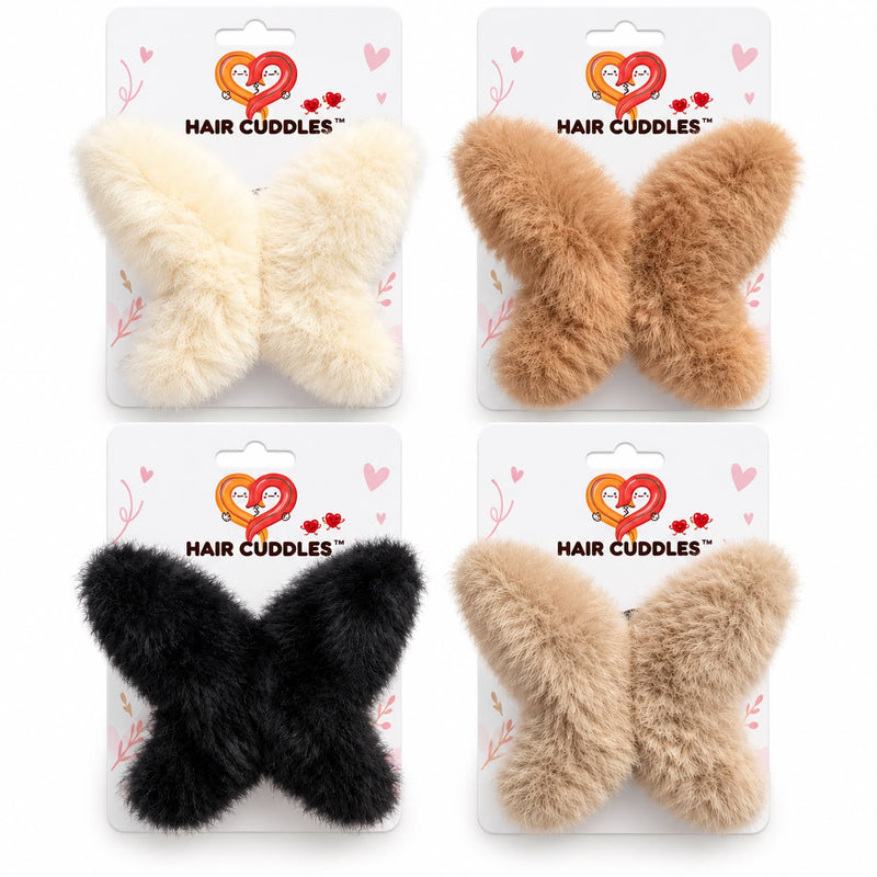 Fluffy Butterfly Hair Clip 8 × 7 cm – Soft Fuzzy Hair Accessory | Hair Cuddles™