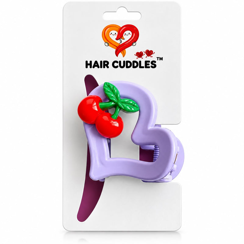 Cherry Heart Hair Claw Clip 4 × 4 cm Approx. – Cute Fruit Hair Accessory | Hair Cuddles™