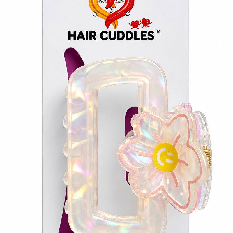 Pastel Flower Rectangle Hair Claw Clip 6 × 5 cm – Cute Floral Hair Accessory | Hair Cuddles™