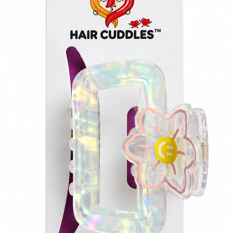 Pastel Flower Rectangle Hair Claw Clip 6 × 5 cm – Cute Floral Hair Accessory | Hair Cuddles™