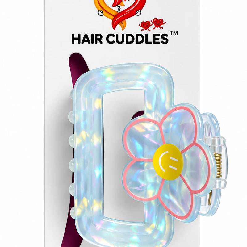 Pastel Flower Rectangle Hair Claw Clip 6 × 5 cm – Cute Floral Hair Accessory | Hair Cuddles™
