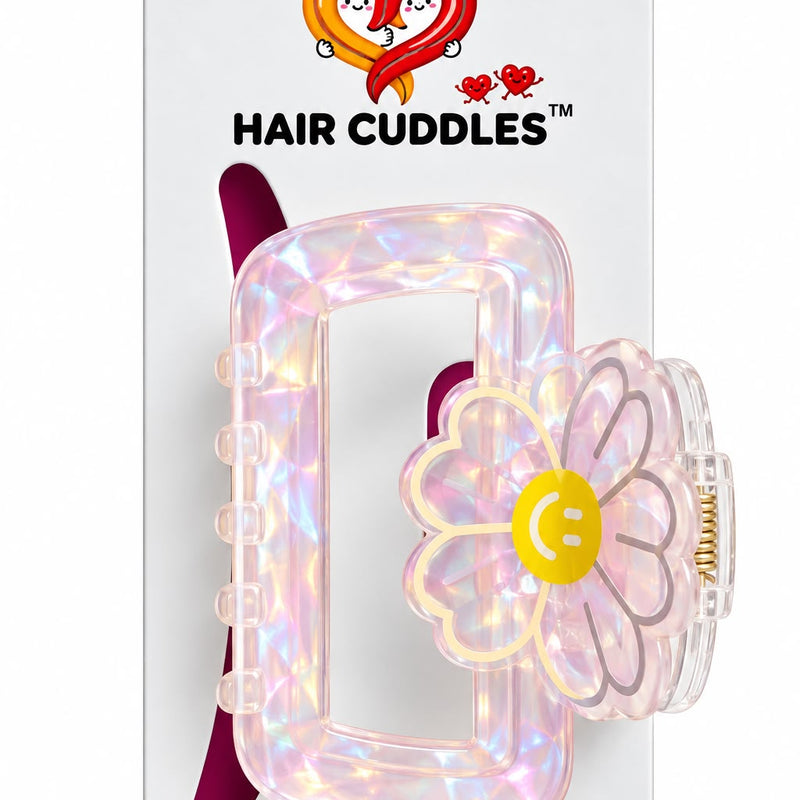 Pastel Flower Rectangle Hair Claw Clip 6 × 5 cm – Cute Floral Hair Accessory | Hair Cuddles™