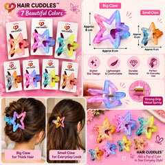 Star Hair Claw Combo – 1 Big & 2 Small Star Clips | 7 Color Combinations