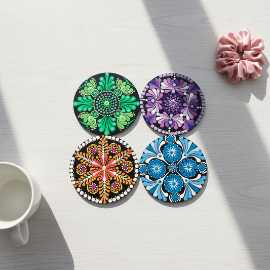 Round Mandala Coaster Set (4 pcs)
