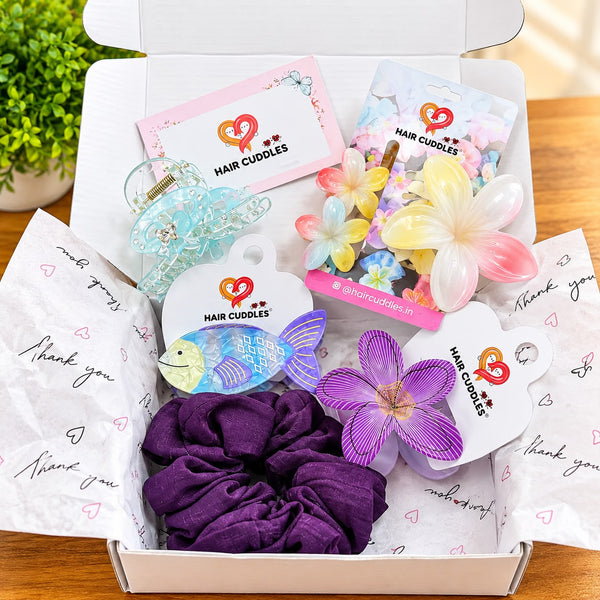 Pastel Floral Hair Accessories Combo – 5 Piece Set