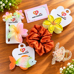Pastel Floral Hair Accessories Combo – 5 Piece Set