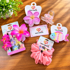 Tropical Floral Hair Accessories Combo – 7 Piece Set