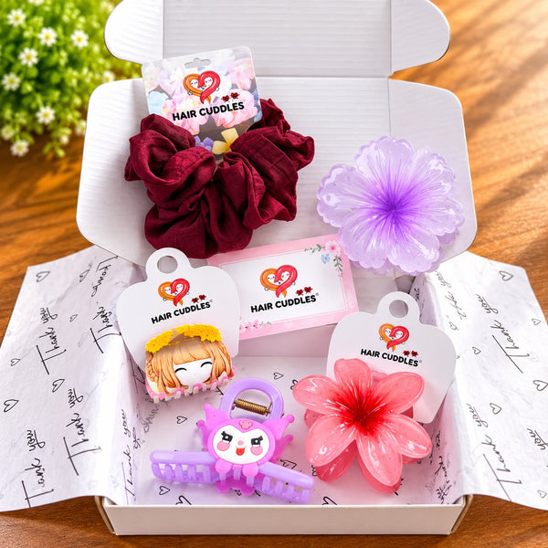 Cute Floral Hair Accessories Combo – 5 Piece Set