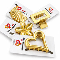 Premium Matte Gold Metal Hair Claw Clips (Medium Size)