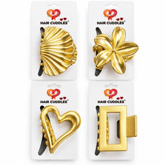 Premium Matte Gold Metal Hair Claw Clips (Medium Size)