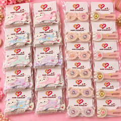 HAIR CUDDLES™ 4 Stylo Hair Pins Set for Girls | Cute Cartoon Hair Clips & Combs (Random colours)