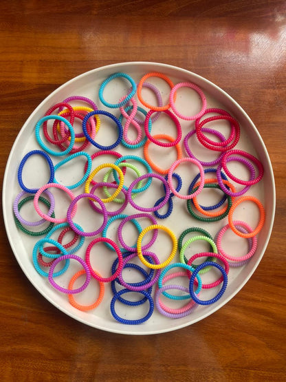 Hair Cuddles Spiral Hair Rubber Bands for Women & Girls | Telephone Wire Coil Hair Ties | Pack of 12 Strong Grip Non-Slip Hair Bands (Random Colors)