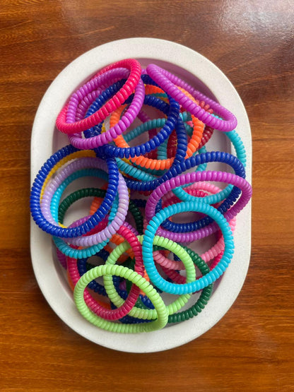 Hair Cuddles Spiral Hair Rubber Bands for Women & Girls | Telephone Wire Coil Hair Ties | Pack of 12 Strong Grip Non-Slip Hair Bands (Random Colors)