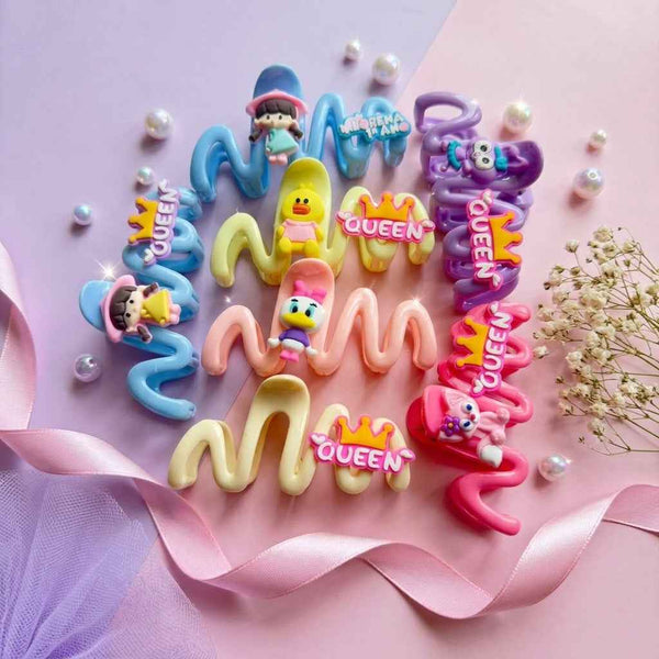 Zig-Zag Cartoon Hair Clips – Queen Edition 👑