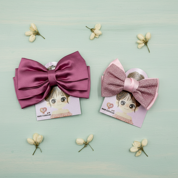 Satin Hair Bow Clip Set