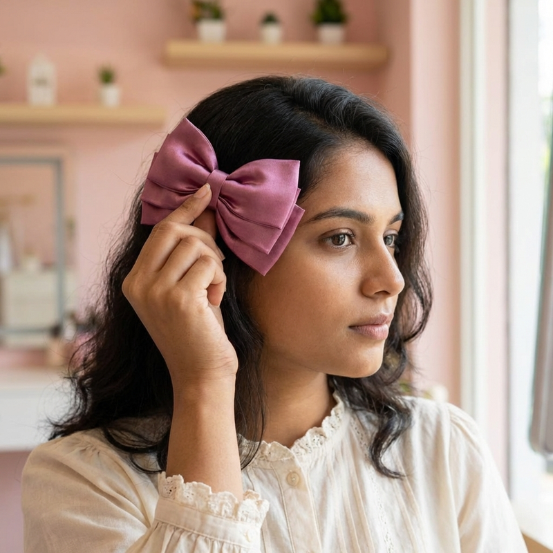 Satin Hair Bow Clip Set