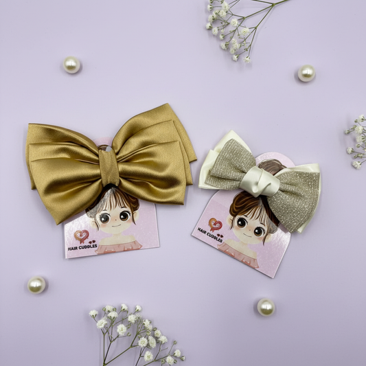 Satin Hair Bow Clip Set