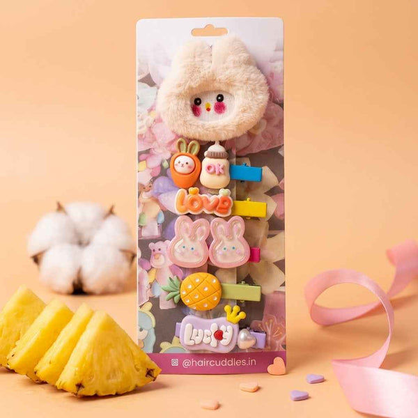 Cute Bunny & Fruit Hair Clips Set
