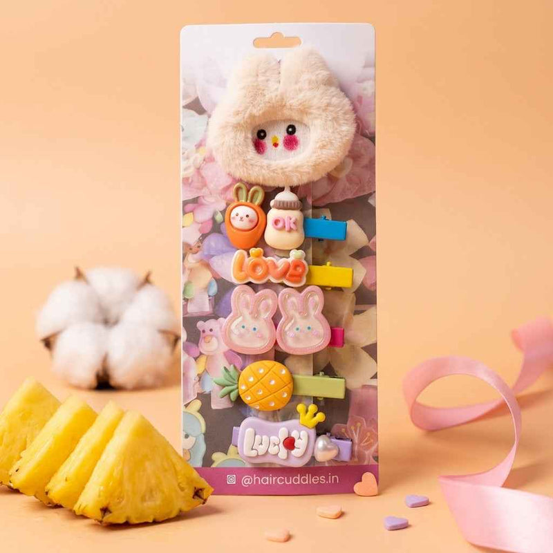 Cute Bunny & Fruit Hair Clips Set