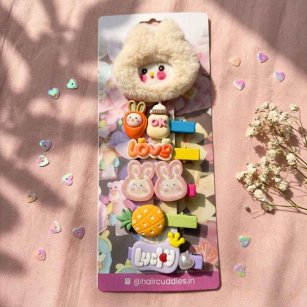 Cute Bunny & Fruit Hair Clips Set